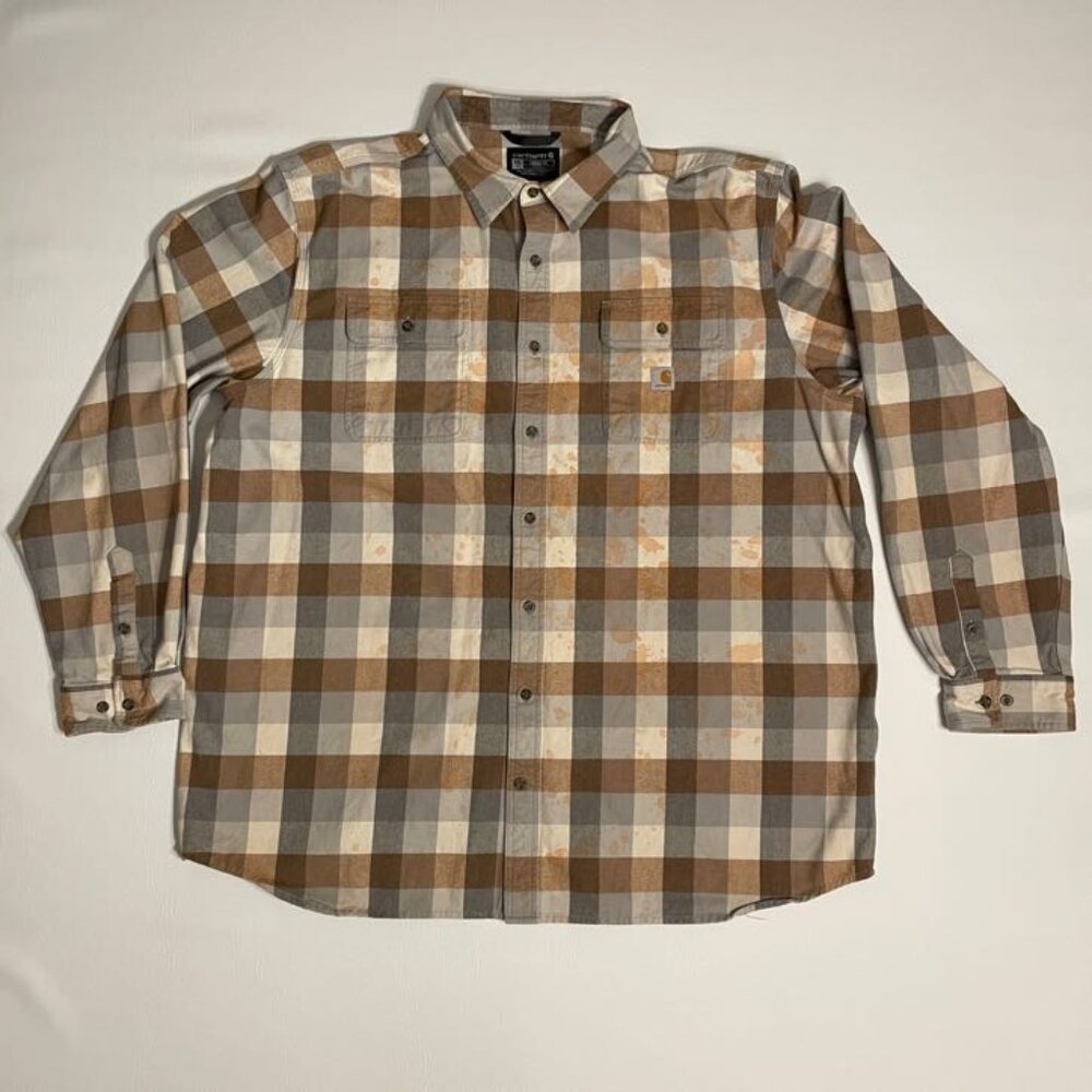 Carhartt Flannel Shirt 3XL Tall Heavyweight Flannel Plaid Loose Fit 105078 APH